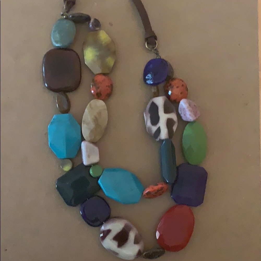 Beaded necklace with soft burlap